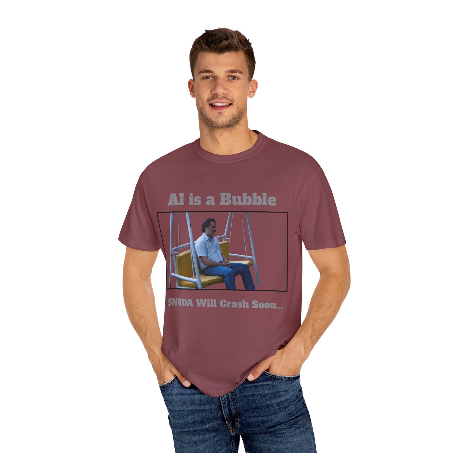 AI is a Bubble Unisex Garment-Dyed T-shirt