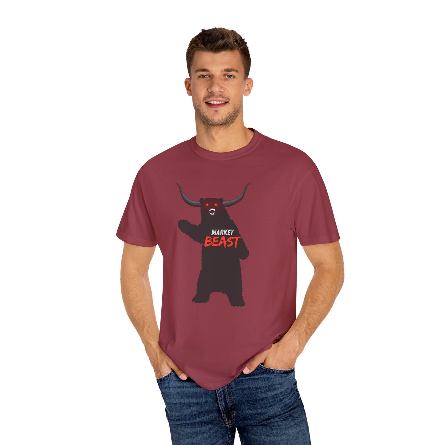 Market Beast Laser Eyes Unisex Garment-Dyed T-shirt
