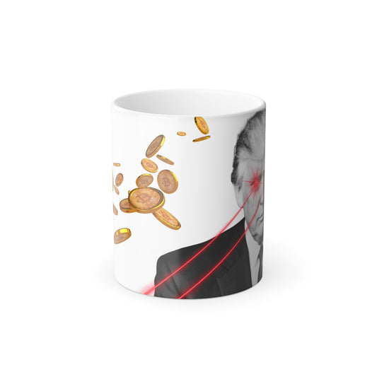 Trump Laser Eyes BTC Color Morphing Mug, 11oz