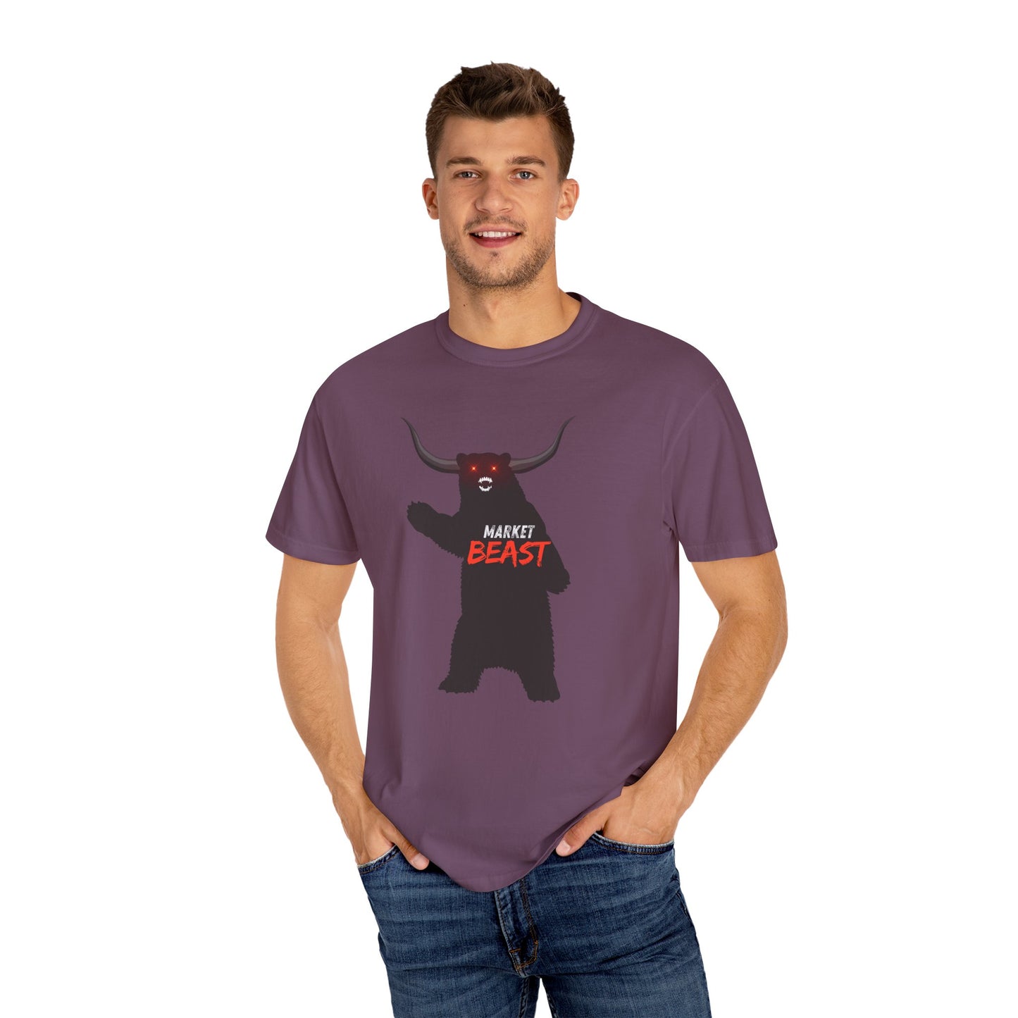 Market Beast Laser Eyes Unisex Garment-Dyed T-shirt