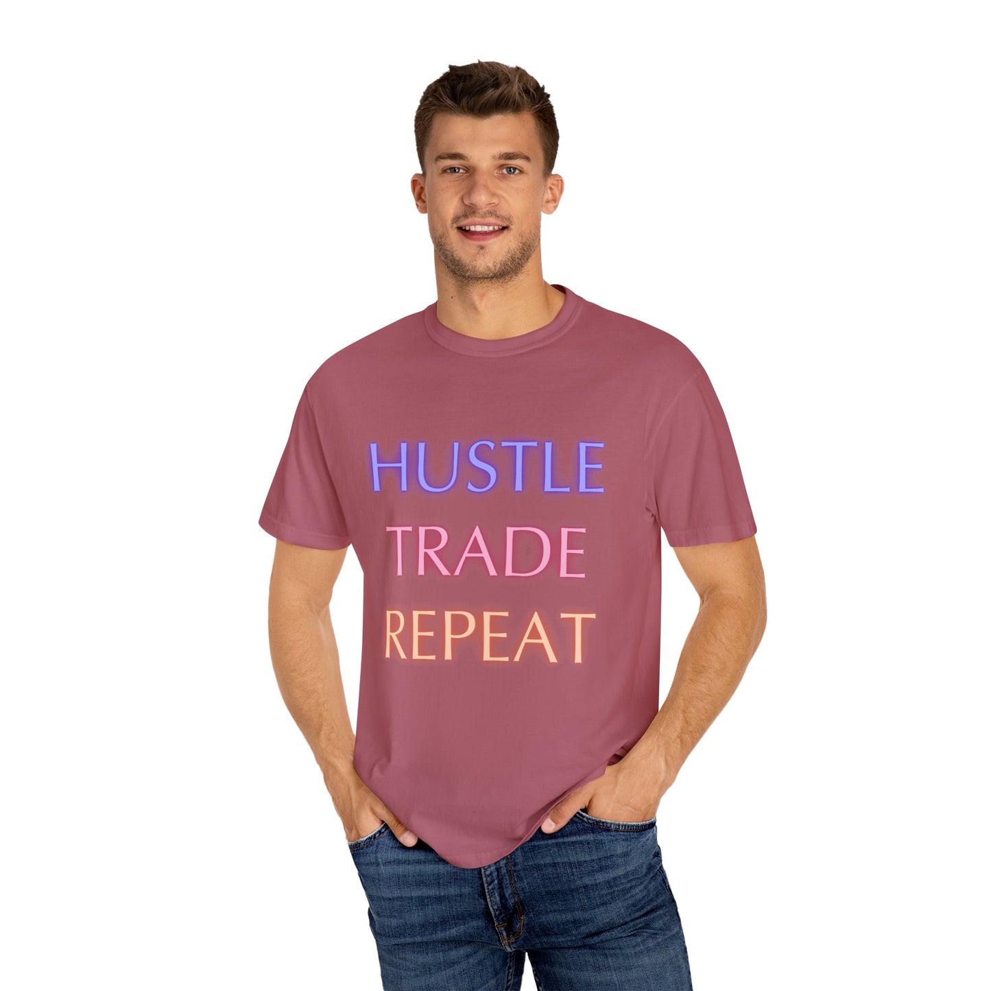 Hustle Trade Repeat Unisex Garment-Dyed T-shirt