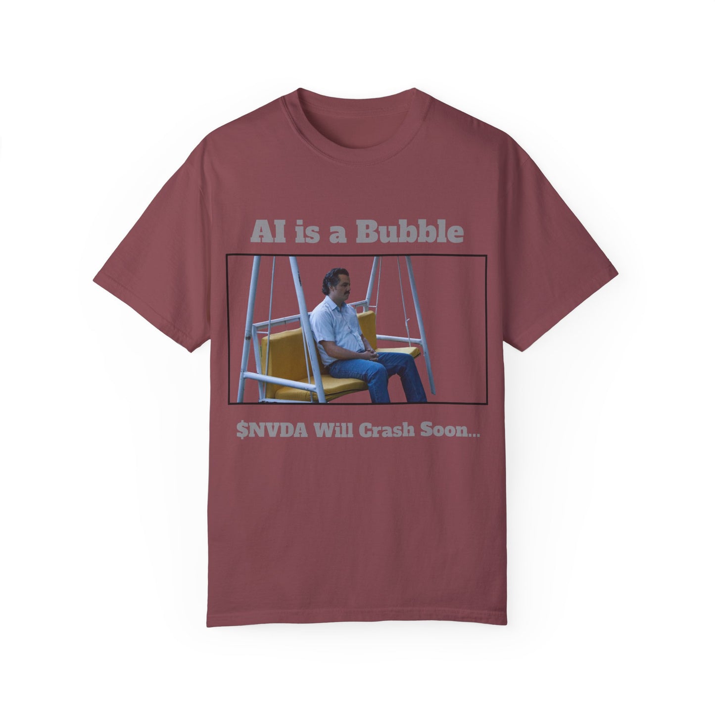 AI is a Bubble Unisex Garment-Dyed T-shirt
