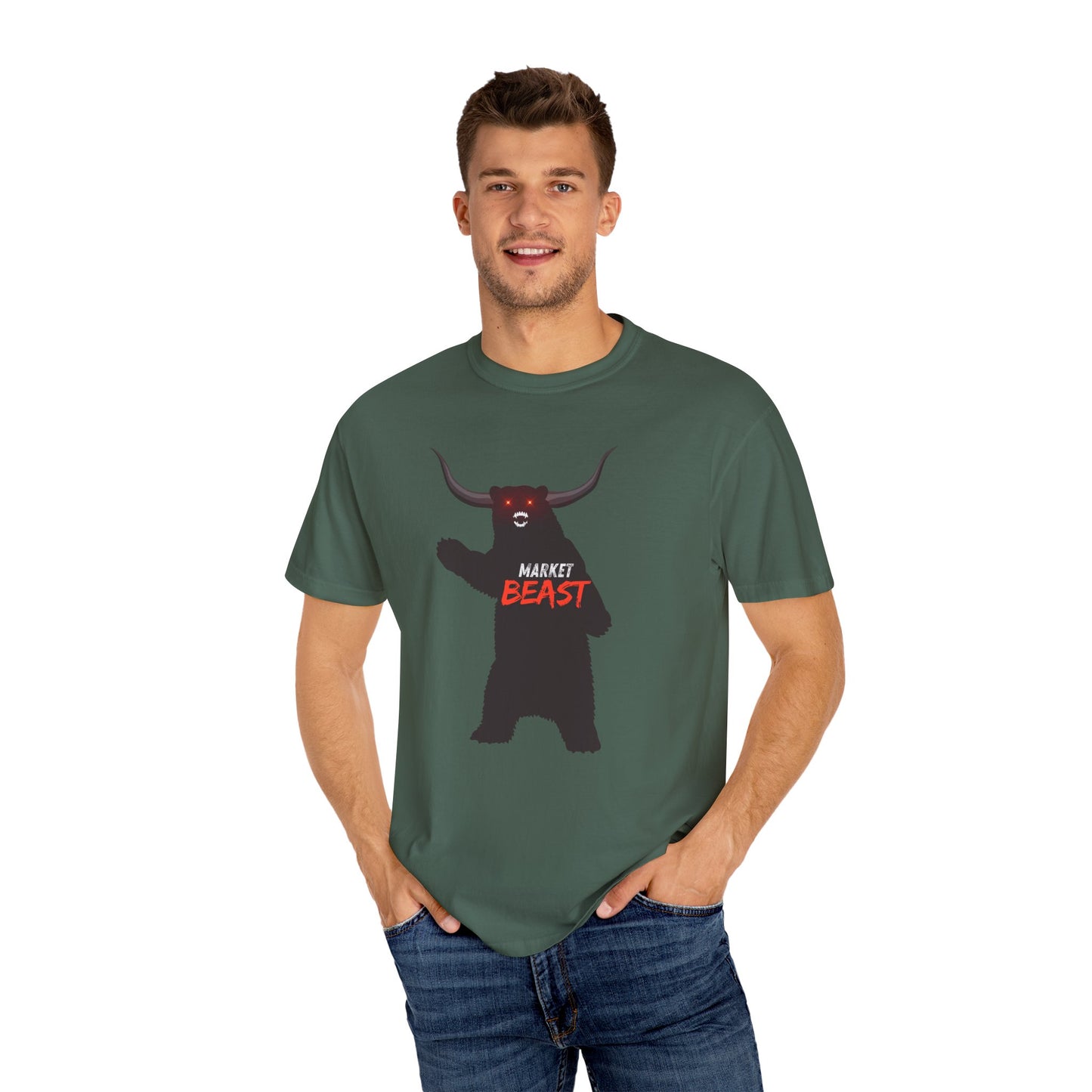 Market Beast Laser Eyes Unisex Garment-Dyed T-shirt
