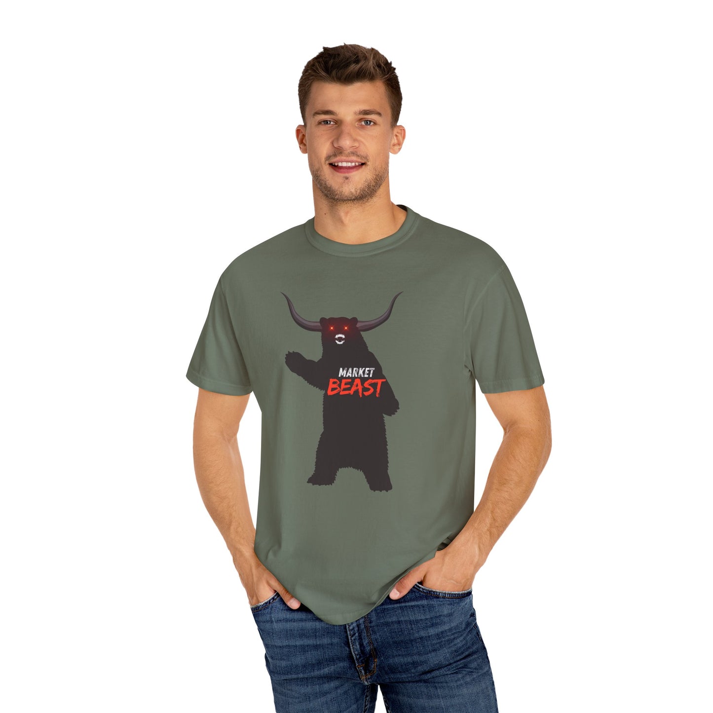 Market Beast Laser Eyes Unisex Garment-Dyed T-shirt