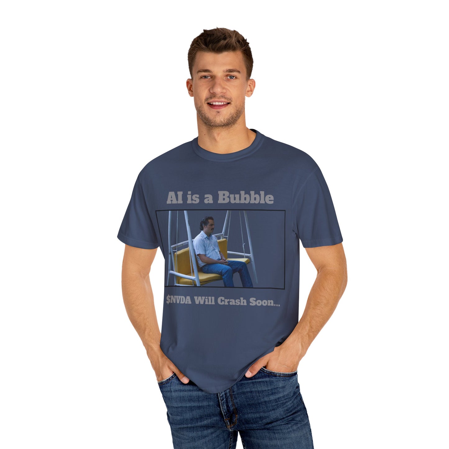 AI is a Bubble Unisex Garment-Dyed T-shirt