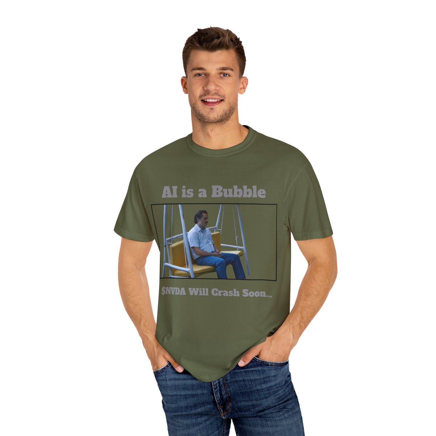 AI is a Bubble Unisex Garment-Dyed T-shirt